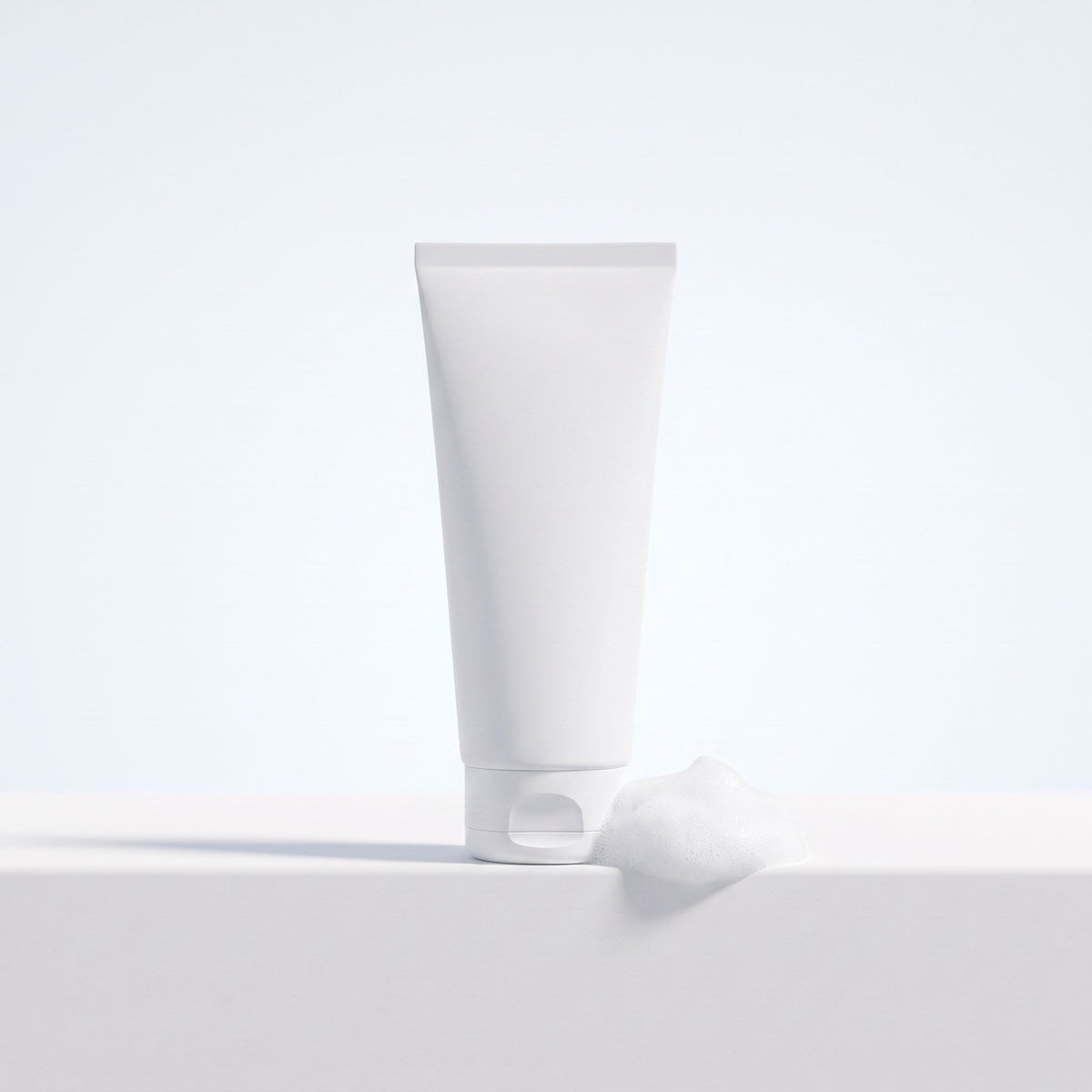 Blank cleanser tube with soft white foam