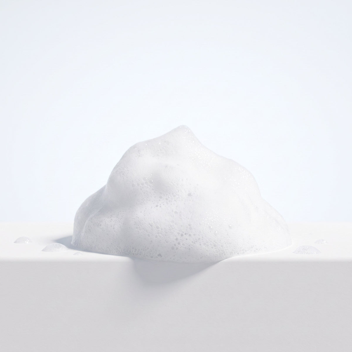 Mound of fine white cleansing foam