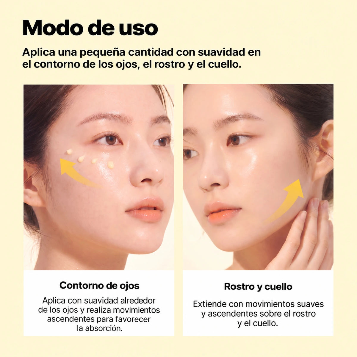 Modo de uso de Revive de NIDA en el contorno de ojos, rostro y cuello